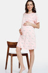Zivame Maternity Cotton Knee Length Nightdress - English Rose — thumbnail 4